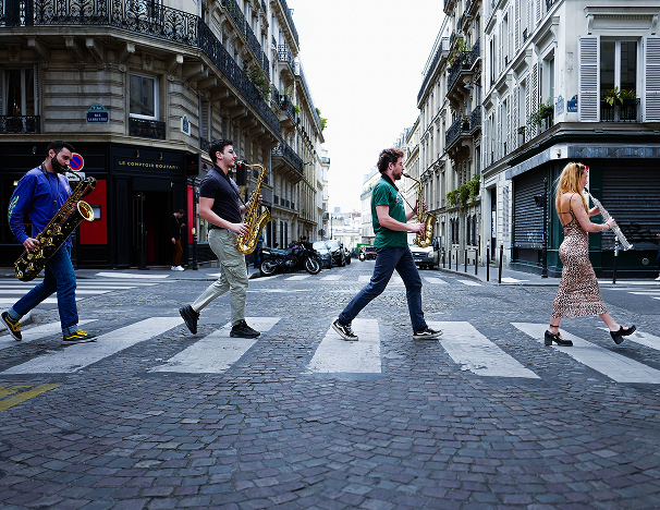The Sax Machine Team in the streets of Paris